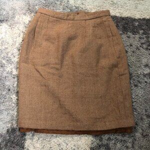 vintage tweed plaid midi skirt